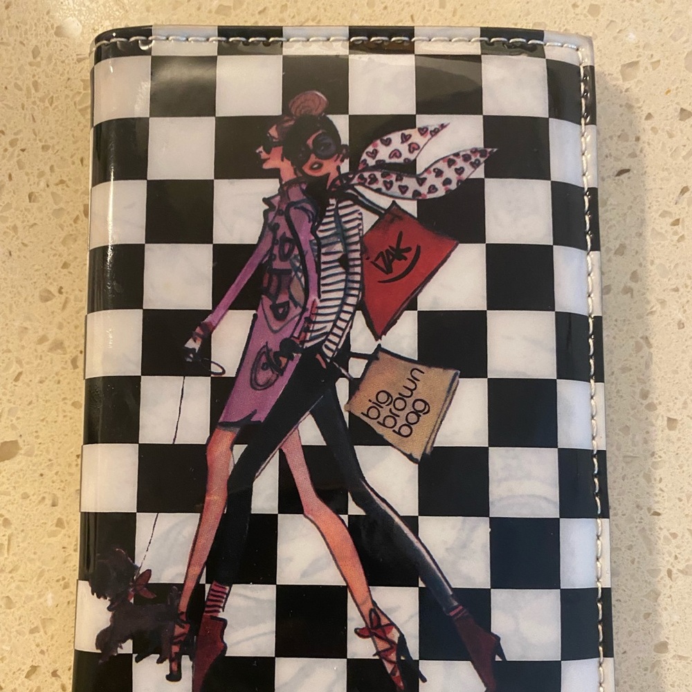 Bloomingdales checkered passport holder